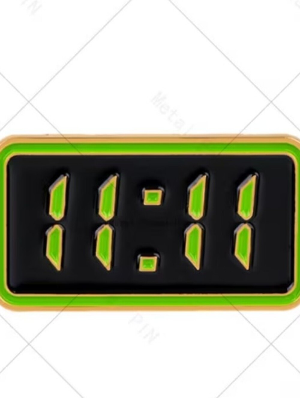 Enamel Pin - 11:11 Digital Clock Design in Black & Neon Green